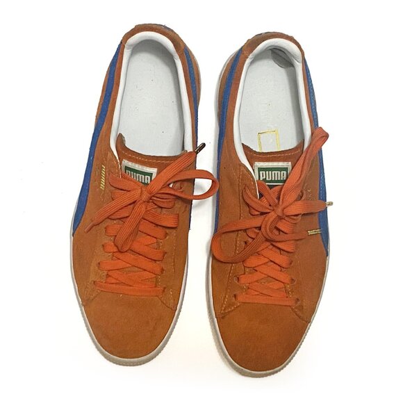 Puma Clyde NYC 361355-01 Sneakers - Mens Size US 9.5 Vibrant Orange & Royal Blue - Picture 6 of 7